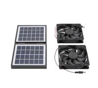 HELEVIA Kit de Ventilador de Escape Solar, Ventilador de Refrescante de Ventilación de Escape de 2x5w a Prueba de Lluvia con Panel Solar Plegable de 10 W, para la Casa de Mascotas (Negro)