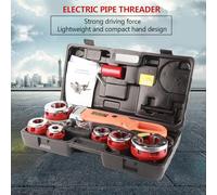 HELEVIA Máquina Roscadora de Tubos Eléctrica Portátil, Herramienta de Roscado Manual de 6 Troqueles con Fuerza Motriz Fuerte, para Trabajos de Roscado de Tubos Galvanizados y de (Enchufe europeo 220V)