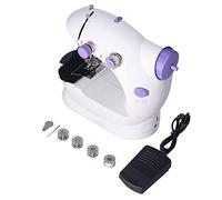 HELEVIA Mini Máquina De Coser, con Control De Puntada Y Luz para Jeans De Lona De Mezclilla Viajes De Seda (Enchufe Europeo 100-240V)