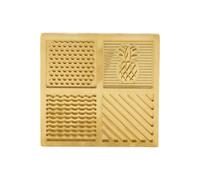 HELEVIA Sello de Latón para Cubitos de Hielo, 4 Patrones, Bandeja de Estampado de Hielo para Prevención de Oxidación Espesa con Caja de Madera de Haya, para Hacer Cócteles en Casa y Bar