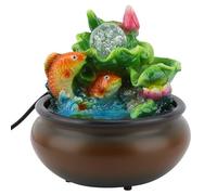 HELEVIA Símbolo de Riqueza Fuente de Escritorio de Pescado, Feng Shui Humidifying Tablerop Waterfall Fuente, para la Sala de Estar en el Hogar (Enchufe del Reino Unido)