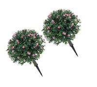 HELEVIA Topiario Artificial de Boj, Arbustos Artificiales Realistas de 17,7 Pulgadas para Exteriores con Estacas para el Suelo para Decoración de Jardín, Porche y Balcón