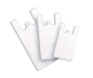 HELGUEFER - Bolsas camiseta 35 x 40 cm-Paq.100 ud.-70% recicladas-GALGA 200 Bolsas Resistentes para Comercio, Alimentación, Tiendas y Uso Doméstico
