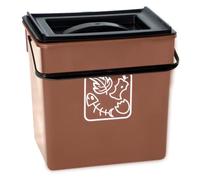 HELGUEFER Cubo Basura Reciclar Marrón Orgánico 28x20,5x27 cm con Asa y Tapa 12L