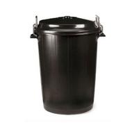 HELGUEFER - Cubo de Basura 100 Litros con Tapa y Asa Metálica | Contenedor de Polipropileno Resistente a los Golpes | Uso Profesional, Industrial o Doméstico Intensivo | Color Negro