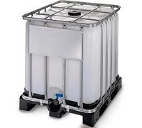 HELGUEFER - Depósito 600 litros | Contenedor para Líquidos IBC Reforzado Homologado ADR |Uso alimentario/Polietileno Alta Densidad + Jaula | Palet Plástico | Uso Industrial