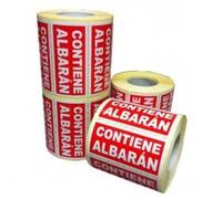 HELGUEFER - Pegatinas Blancas Adhesivas Contiene Albarán - Rollo de 500 Ud, Pegatinas Pequeñas 100x50mm, Resistentes, Fácil de Utilizar, Pegamento Permanente,Para Almacenes, Logística, Mensajería