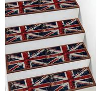 Helhappy Alfombra antideslizante para escaleras, 7.8 x 30 pulgadas, banderas retro de la bandera del Reino Unido, alfombra suave para escaleras, camino interior para niños, ancianos y mascotas, 10