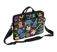 Helhappy Bolsa de hombro para laptop de 15 pulgadas, diseño de guitarra loca, moderna, abstracta, hiphop, maletín, bolsa de mensajero, tela duradera e impermeable para hombres y mujeres