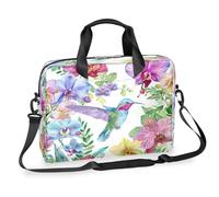 Helhappy Bolsa de transporte para ordenador portátil de 15.7 pulgadas, acuarela, colibrí, flores, naturaleza, plantas, impermeable, negocios, oficina, trabajo, bolsa de mensajero para hombres y