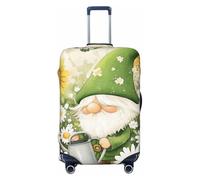 Helhappy Funda de equipaje de viaje, funda elástica de elastano lavable con estampado de margaritas blancas, girasoles y gnomos verdes, 45,7-81,3 cm, Green Gnome-2, M
