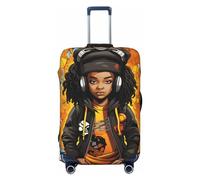 Helhappy Funda de equipaje de viaje, funda elástica para maleta, diseño de chica negra que ama la música, lavable, elastano, funda elástica para equipaje de 45,7 a 81,3 cm, Cool Black Girl, L