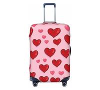 Helhappy Funda de equipaje de viaje, protector de maleta, acuarela, azul, mariposa, rosa, flores, lavable, estampado de elastano, funda elástica para equipaje de 45,7 a 81,3 cm, Pink and Red Love