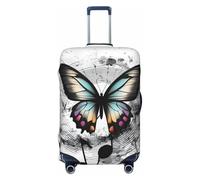 Helhappy Funda de equipaje de viaje, protector de maleta, diseño de flores de cactus, lavable, elastano, elástica, para equipaje de 45,7 a 81,3 cm, Mariposa, nota musical, vector, gótico, XL
