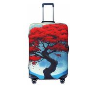 Helhappy Funda de equipaje de viaje, protector de maleta, diseño de rayas verticales rojas, lavable, elastano, elástica, 45,7-81,3 cm, Luna de árbol de arce japonés rojo, L