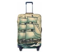 Helhappy Funda de equipaje de viaje, protector de maleta, diseño vintage náutico de mapa, brújula, lavable, impresión de elastano, funda elástica para equipaje, 45,7 a 81,3 cm, Mapa náutico, S