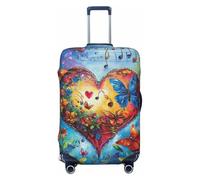 Helhappy Funda de equipaje de viaje, protector de maleta, guitarra, notas musicales, instrumento musical, lavable, impresión de elastano, funda elástica para equipaje de 45,7 a 81,3 cm, Corazón., XL