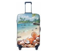 Helhappy Funda para equipaje de viaje, protector de maleta, Sunrise Island, lavable, con estampado japonés, elastano, elástica, 45,7-81,3 cm, Sunny Day Sea Beach - Conchas marinas, XL