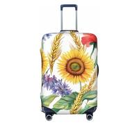 Helhappy Funda para equipaje de viaje, protector de maleta, Sunrise Island, lavable, con estampado japonés, elastano, elástica, 45,7-81,3 cm, Girasoles, amapolas, maíz, XL