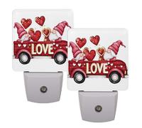 Helhappy Paquete de 2 luces LED de noche enchufables a la pared, diseño de gnomo rojo lindo gnomo rojo con sensor automático, lámpara de noche del atardecer al amanecer para dormitorio, baño, pasillo