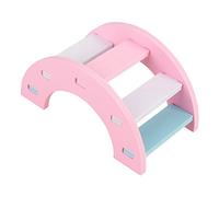 Helhom Plaza de Madera Bridge Rainbow Sesw, Hamster Toy Fun Activity Cage para pequeñas Mascotas Conejillo de Indias, Madera Verde Rosa 12 cm (Rosa)