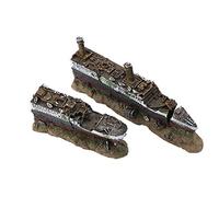 Helhom Titanic Shipwreck Decoración del Acuario, Adorno para el Adorno de Barco naufragado de Resina no plástica, Paisaje Submarino, 15.15x3.54x2.36 Pulgadas