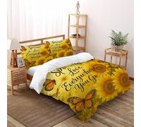 Heliantemo Amor Funda Edrojoon 3 Piezas con Impresión En 3D Warm Rural Insects Flores con 2 Fundas De Almohada Super King（260x220cm） 100% Microfibra Juego De Cama para para Niñosy Hombres