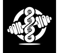 Hélice de ADN entrelazada con mancuernas dentro de un círculo. Concepto de salud genética y fitness. Calcomanías de pared de papel adhesivo 67.2x78.2cm Autoadhesivo Blanco