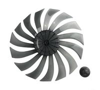 Hélice de plástico silenciosa para el hogar con cubierta de tuerca para ventiladores de mesa de suelo de 350 mm, cuchillas de repuesto negras transparentes de nueve hojas (15 cuchillas)