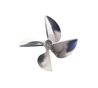 Hélice for lancha de Gasolina, 4 Palas de Aluminio CNC, 67 mm de diámetro, Eje de 6,35 mm, for Mano Derecha, 1 Pieza, Color Plateado