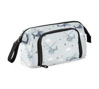 Helicopter Stars Cloud Silver Dream - Estuche para bolígrafos de gran capacidad, estuche ligero para lápices, cosméticos para adolescentes y niños