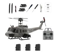 Helicóptero C032 UH-1 Huey RC para adultos, escala 1/48, 2.4G, 6 canales, sin escobillas, modelo de helicóptero con control remoto con retención de altitud, flujo óptico y posicionamiento TOF (gris