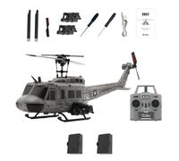 Helicóptero C032 UH-1 Huey RC para adultos, escala 1/48, 2.4G, 6 canales, sin escobillas, modelo de helicóptero con control remoto con retención de altitud, flujo óptico y posicionamiento TOF (gris