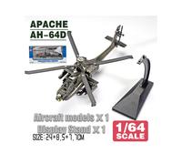 Helicóptero de aleación Black Hawk UH-60 Apache AH-64D a escala 1/64, modelo de juguete fundido a presión,
