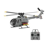 Helicóptero de control remoto C186S BO105, helicóptero RC sin barra voladora de un solo rotor con posicionamiento de flujo óptico, retención de altitud barométrica, estante de montaje de misiles y TOL