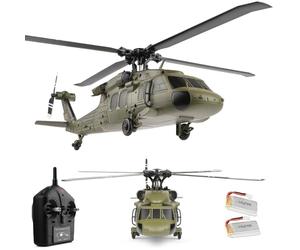 Helicóptero de control remoto K170 verde motor sin escobillas helicóptero de control remoto de una sola ala alerón libre 4CH giroscopio de 6 ejes altitud vuelo estacionario 2 baterías (verde) apto