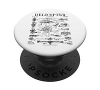 Helicóptero, piloto, avión, mecánico, Vendimia, Charol PopSockets PopGrip Adhesivo