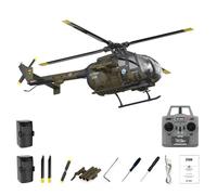 Helicóptero RC BO-105 con motor sin escobillas de 6 canales flujo óptico vuelo estacionario 2 baterías despegue con un solo botón listo para volar (RTF) para adultos y principiantes(Camouflage)