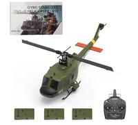 Helicóptero RC para adultos, F07 UH-1 Huey helicóptero a control remoto a escala 1/34 con diseño militar realista, giroscopio de 6 ejes, estabilidad Flybarless, posicionamiento de flujo óptico, 3