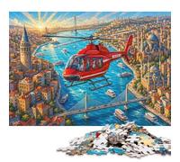 Helicóptero retrofuturista Puzzle De Madera 300 Piezas Adultos Y Niños,14 Años+,Regalo Ideal,Anti-estrés Arte Abstracto,Desafío,Deco Pared,Madera,Rompecabezas,Relax,Reto,Educativo (40x28cm)