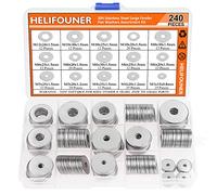 HELIFOUNER - Juego de 240 piezas, 15 tamaños, acero inoxidable, 304 grandes arandelas de ala (M3 M4 M5 M6 M8 M10 M12)