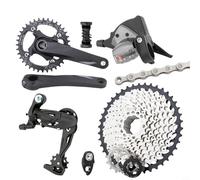 Helilyco 10-Speed MTB Groupset 36T Hollow Crankset 42T Cassette Aluminum Drivetrain Kit con Shifter Derailleur Mountain para Bicicleta Negro (36Tchainring)