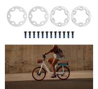 Helilyco 4 espaciadores de juntas de freno para bicicleta eléctrica, 6 agujeros, arandela de disco de 2 5 mm para rotores de 44 mm, aleación de aluminio con pernos de acero inoxidable, color plateado