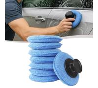 Helilyco 7 almohadillas aplicadoras de cera de coche con asa, esponja de pulido de microfibra para detalles de automóviles, superficies de vidrio y metal, color azul