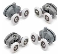 Helilyco Ajustable para ducha de doble mariposa para rodillos de puerta, ruedas superiores e inferiores de 19, 23, 25, 27 mm, para puertas corredizas de vidrio, agujero de 6 mm, 4 piezas