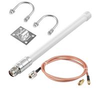Helilyco Antena LoRa de 8dBi 915MHz para Meshtastic, LORA32 y ESP32, fibra de vidrio omnidireccional con conector N macho y cable de 1 m, color blanco