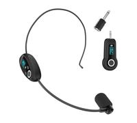 Helilyco Auriculares inalámbricos con micrófono inalámbrico de 2.4 GHz con 160 pies para alcance, 20 canales, frecuencia de 20 HzC20 kHz, tipo de carga y pantalla LED