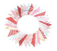 Helilyco Banderines de tela de algodón floral vintage, 10 m de largo con 36 banderas triangulares, banderines de 19 x 15 cm, lavables y reutilizables, bodas, fiestas, baby showers