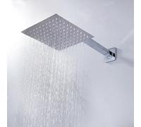 Helilyco Cabezal de ducha redondo o cuadrado de 8 pulgadas en cromo pulido, 304 para acero inoxidable, codo giratorio, rosca de 1/2, montaje en pared o techo