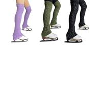 Helilyco Calentadores de piernas para patinaje artístico, calcetines largos de forro polar, ligeros, transpirables, calentadores de rodilla para entrenamiento y espectáculos de pista de hielo